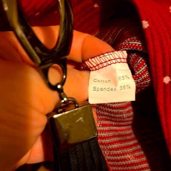 M Polka Dot Red top with Black Built in Necklace 2Front Pockets Two-Third Sleeve - Picture 11 of 12